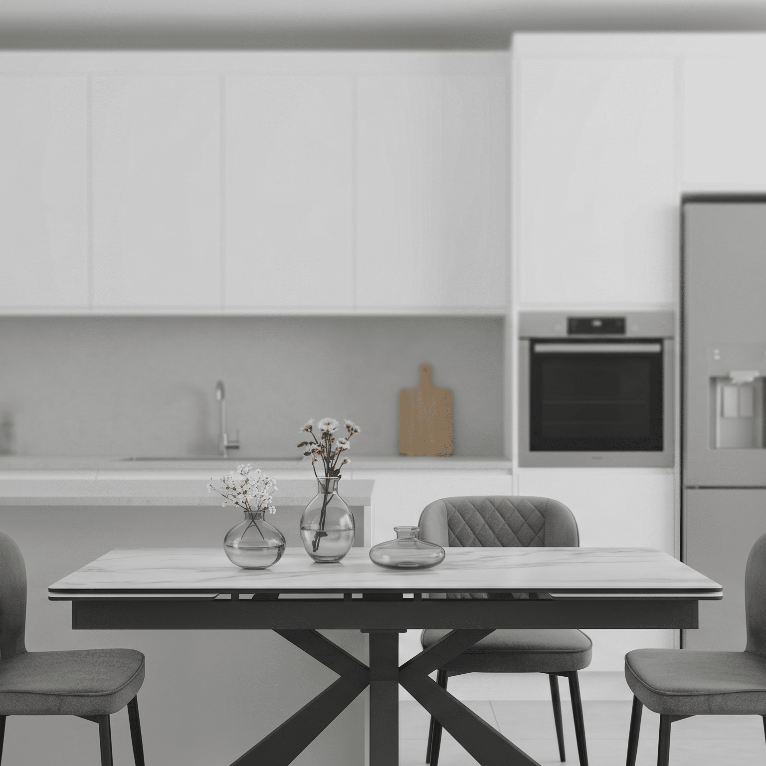 Tavolo Allungabile in Ceramica Bianco Statuario Lucido - 160/240 cm (Cod. 1927)