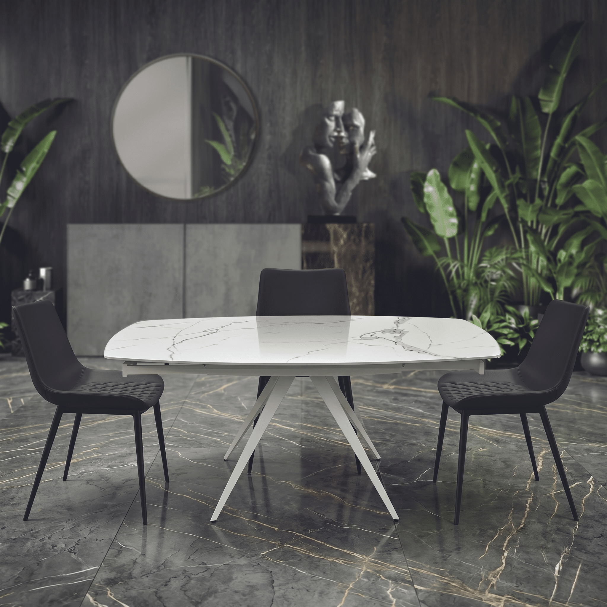 Tavolo Allungabile 120-180 cm - Ceramica Bianco Statuario Lucido (Cod. 1919)