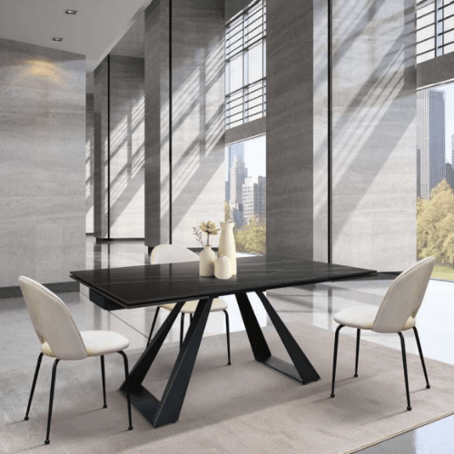 Tavolo Allungabile 160-240 cm - Ceramica Matt Golden Nero e Base Nera (Cod. 1988)